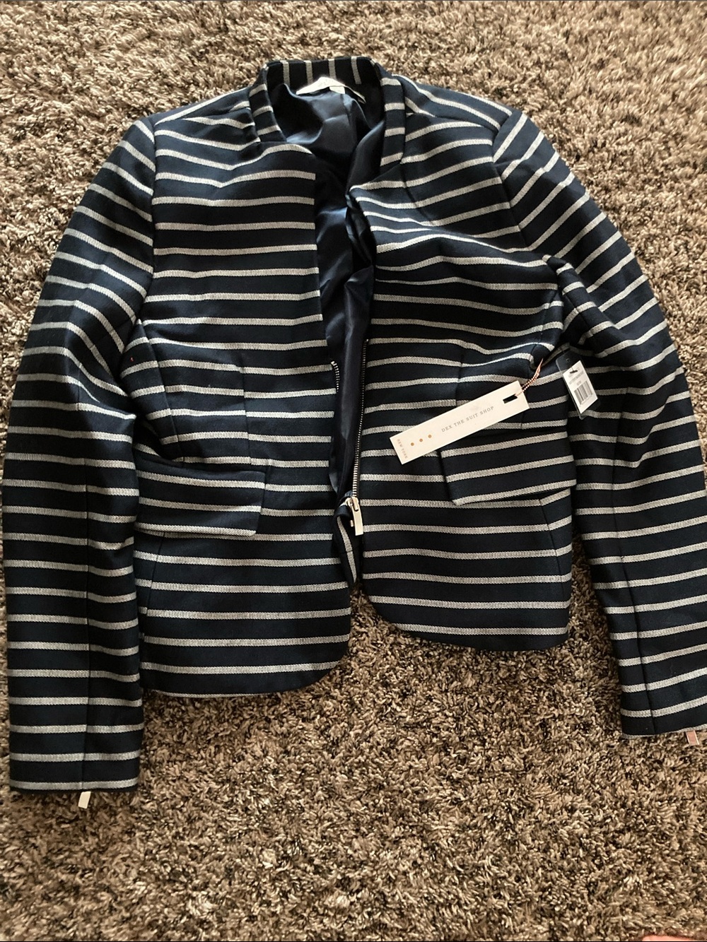 Striped Navy & White Kids Jacket